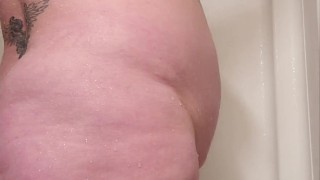 Shower time with pregnant and big boobs 