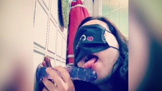 Submissive Faggot trains deeptrhoat with dildo