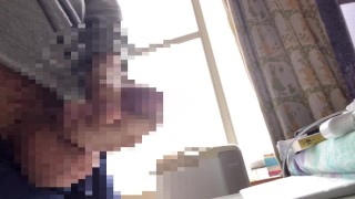 【個人撮影】１時間我慢したチンポが大量射精する一部始終