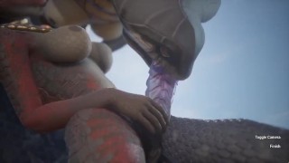 Dragon Futa Has Her Cock Sucked By A Naga Slut