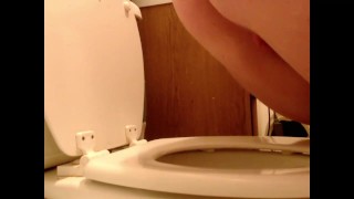 Flash Pink Asshole Over Toilet