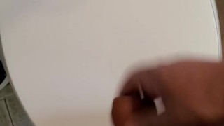 Jerking Small Thick cock on Tiolet seat