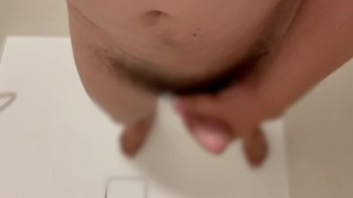 Hairy fat Japanese guy masturbates with lotion handles dicks and cumshot