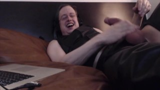 I came on my chin! Online leather wank