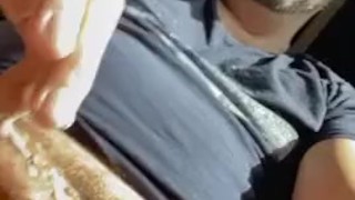 Dilf strokes uncut cock and sniffs aromas then cums PREVIEW