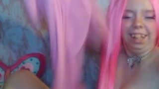 Drooly Ahegao egirl slut strip tease