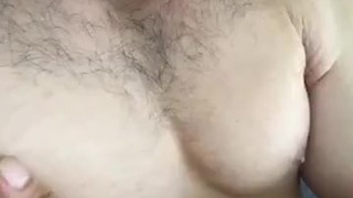 Big pectoral muscle tensing