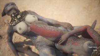 Two Dragon Beauties Scissor For Each Others Enjoyment