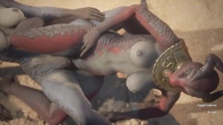 Two Dragon Beauties Scissor For Each Others Enjoyment