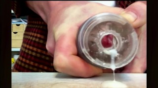 Bator Desk Dump - Groaning verbal creampie in a very slutty Fleshlight cunt