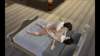 Sherlock Holmes fucks Sasha Grey on the Sims 4 bed