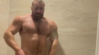 Part 2 Bodybuilder Giant Cock Shower OnlyfansBeefBeast Flexing & Oozing Thick Precum Hot Alpha Bear