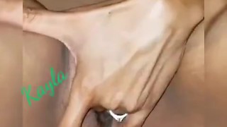 Watch me play with my pussy in front of my husband while I'm on the phone with a fan