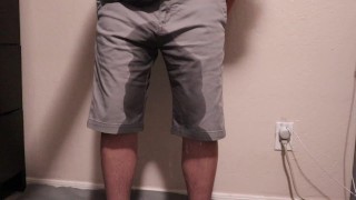 super desperate guy wets shorts