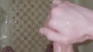 Guy Stroking his HARD COCK in the shower