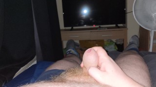 Shooting a big cumshot, went all over me and my bed