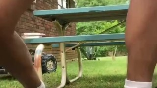 Pringles Can jackoff outside, cumshot