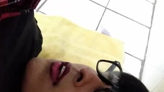 Sissy Crossdresser Self Facial in Chastity (Messy Facial, Cum all Over my Slutty Face)