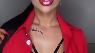 Hot babe Lara Frost in red