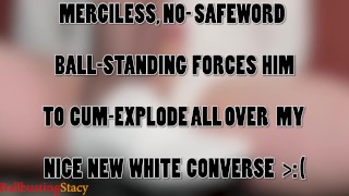 Post-Orgasm Nude Naked Ballbusting Ball Standing Stomping + Kicking in Converse Trainers Trailer