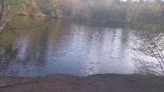 Risky Public Handjob with Cumshot at Lake
