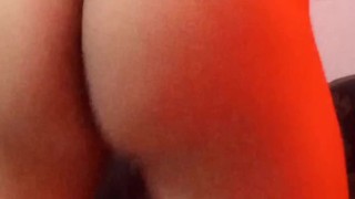 While the parents are not at home, the boy shows his ass and masturbates ... a lot of cum