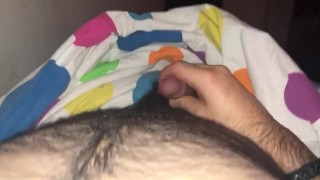 Jerking off my hairy dick and cumming