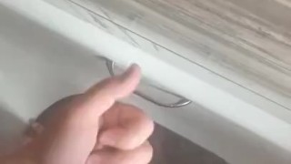 Wanking my hard cock in the shower with big cumshot