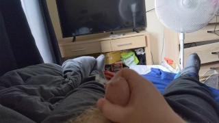 Jerking off my uncut chub cock