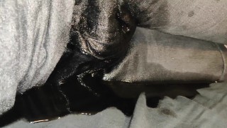 Pissing My Black Shorts On The Bed