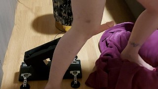 First time using fucking machine, replacement for sissy hubby
