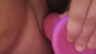 Squirting on the pink monster.