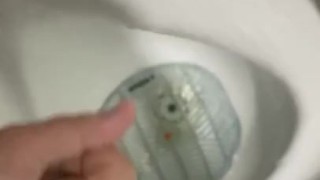 Having a risky wank in public toilets with cumshot