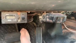 Cute sissy goes for a drive with nude stockings 