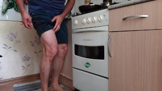 desperate pee in the kitchen