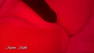 Fucking my wet pussy with my big black dildo. Pussy teasing and female edging