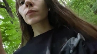 Eating cream from my pussy outdoors 