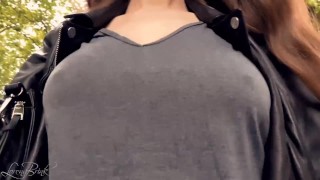 Boobwalk, Gray Shirt, Leather Jacket
