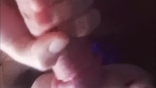 My cute pet pleasure me under the table by sucking my big cock and getting wet when I cum in mouth