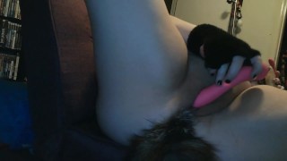 BBW Goth Kitty Cat Girl Squirts and Shows off her Tail