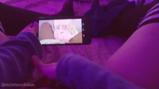 parents are in the next room but I can't control my urge to touch my pussy watching Hentai so loud