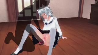 3D HENTAI Teacher fucks a schoolgirl with a vibrator in the ass