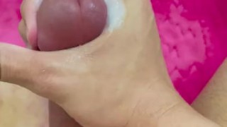 TEEN SPREADS HIS LEG ON THE FLOOR AND PLAYS WITH HIS COCK TILL HE CUMS WITH PLEASURE !!!