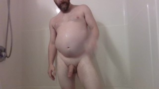 Post-workout shower jerk - sniffing my sweaty underwear, dicking my hole, and licking butt juice