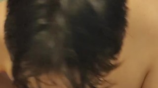Sucking the dildo 