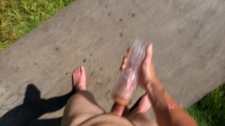 Hands Free Orgasm And Cum Standing With Fleshlight