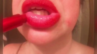 Red lip close up