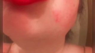 Red lip close up