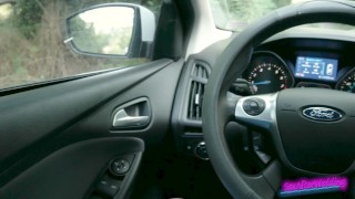 Public Blowjob in Car, She eat all his Cum