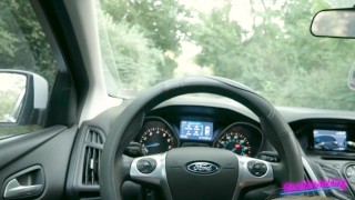 Public Blowjob in Car, She eat all his Cum